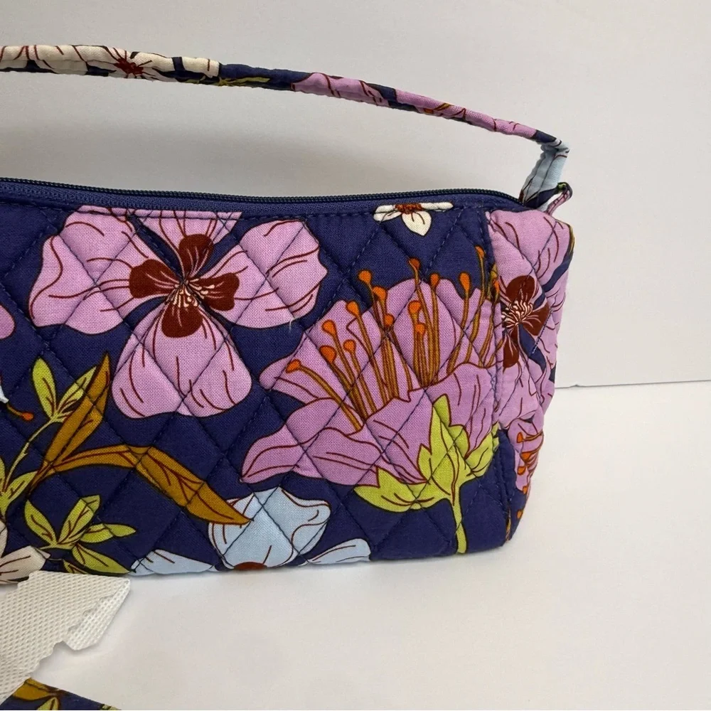New Vera Bradley Mini Slouchy Crossbody Coffee Garden Bag Purse Floral Blue NWT